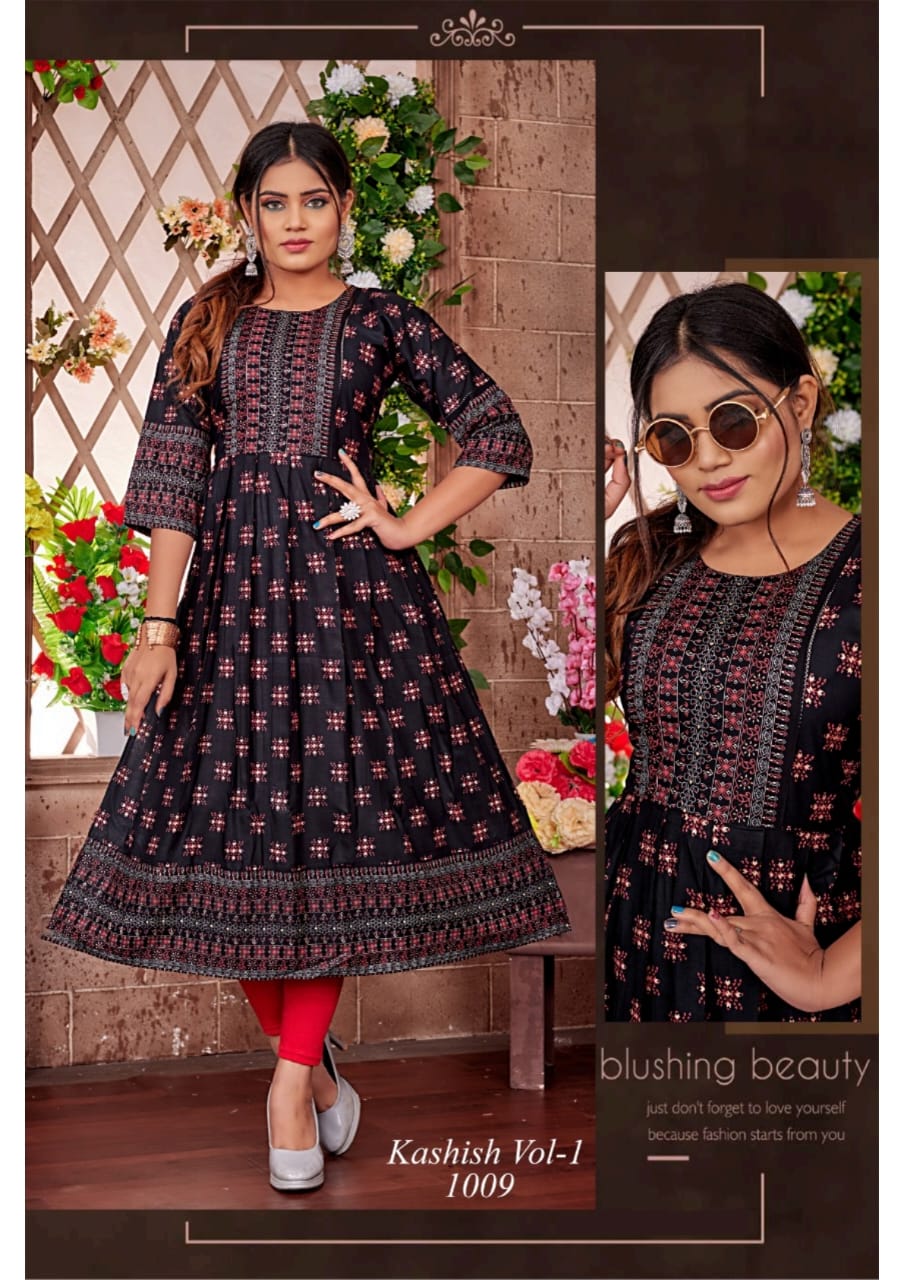 Kashish Vol 1 Fancy Designer Wholesale Anarkali Kurtis Catalog
